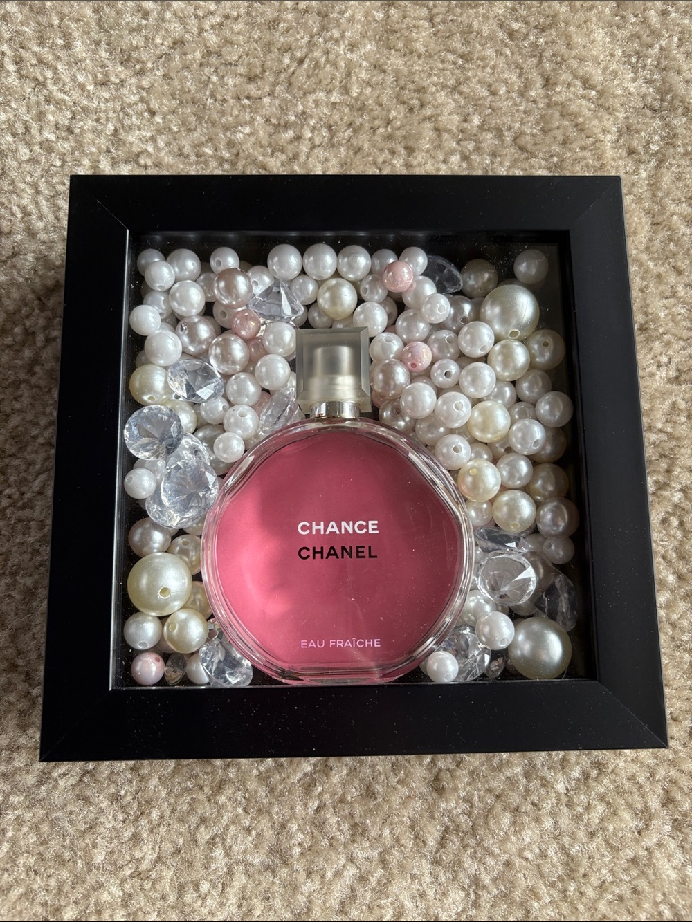 Chanel Chance Pink Round Bottle shadowbox